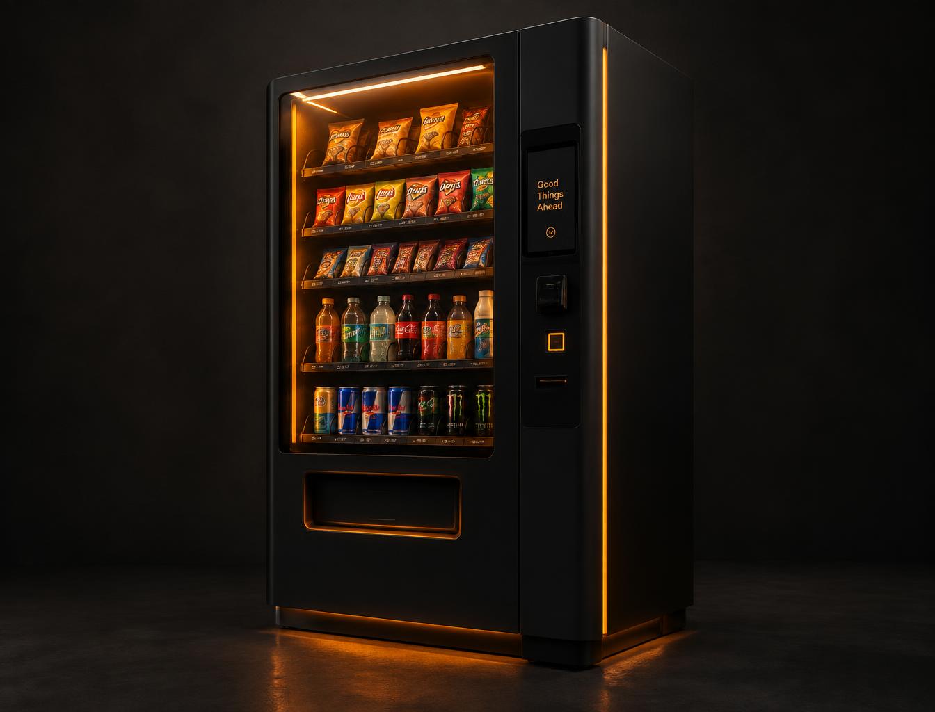 Sarben Vend smart vending machine with glowing amber interior